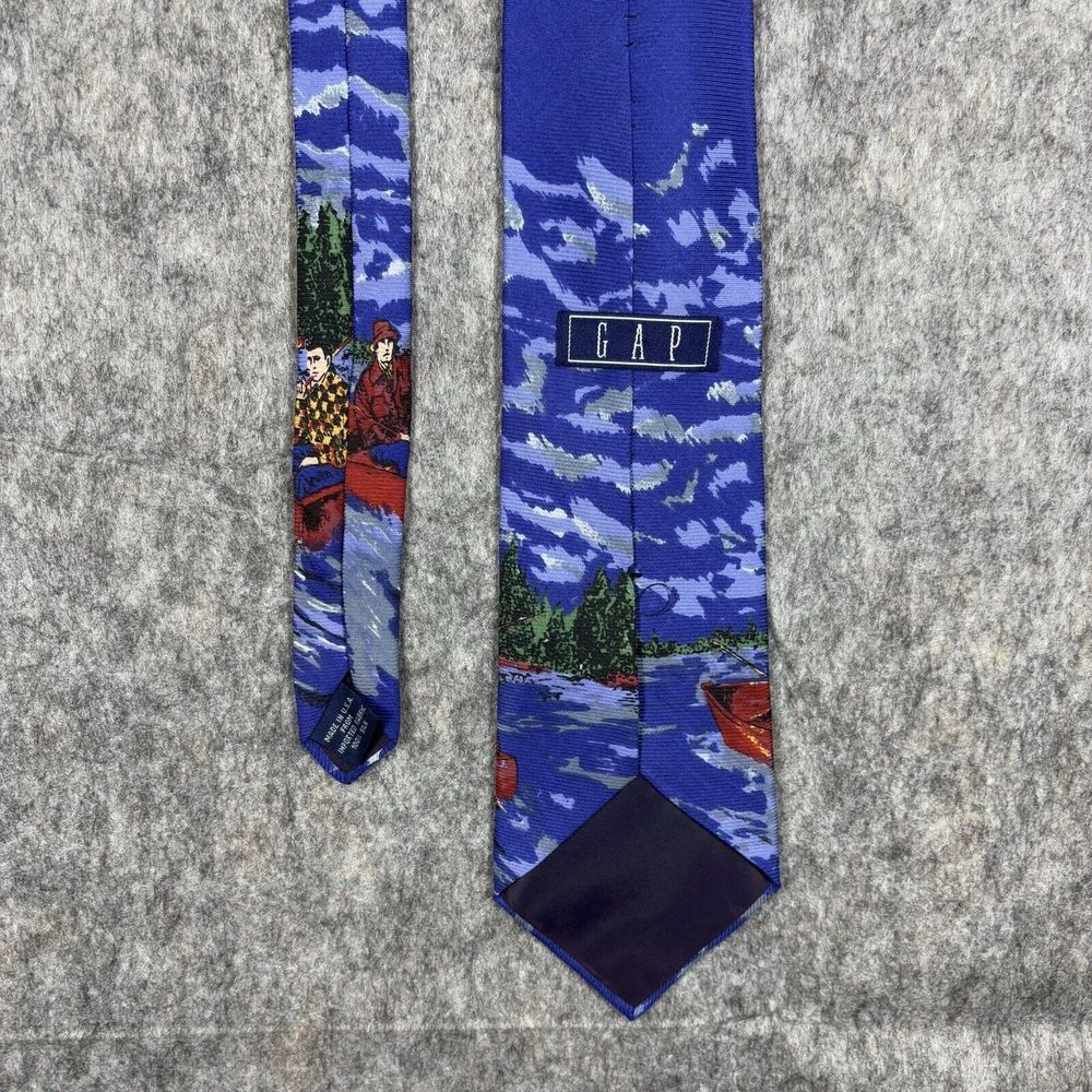 Vintage GAP Fishing Hunting Neck Tie Outdoors 90s‎ USA Silk Blue Nature - Picture 6 of 9
